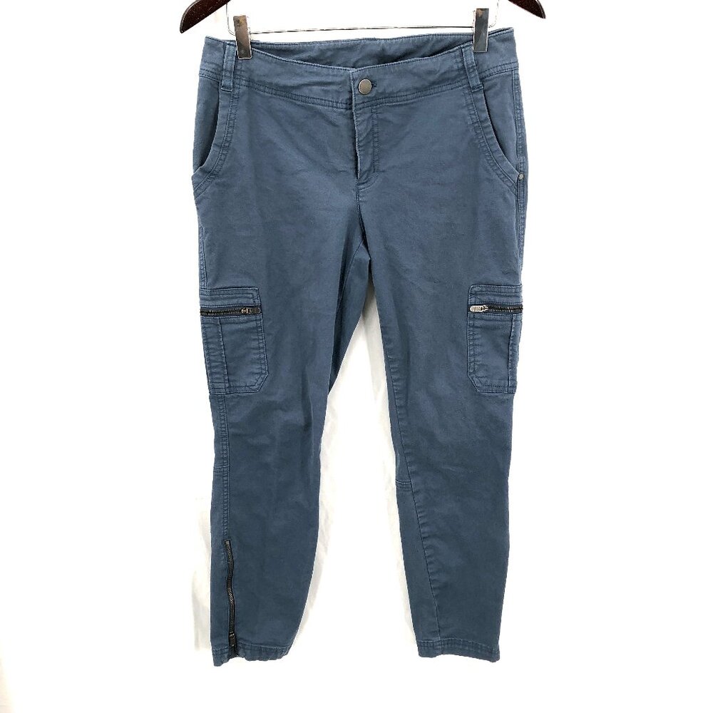 Athleta ankle zip cargo pants organic cotton blend blue outdoor hiking cropped 6